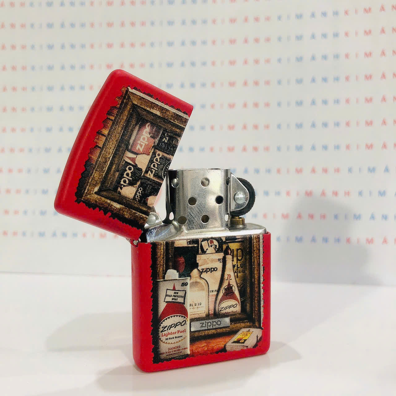 Hộp quẹt Zippo Brass MỸ chủ đề chủ đề Chai Xăn g Zippo, hàng chính hãng có giấy nhập khẩu gửi kèm theo đơn hàng