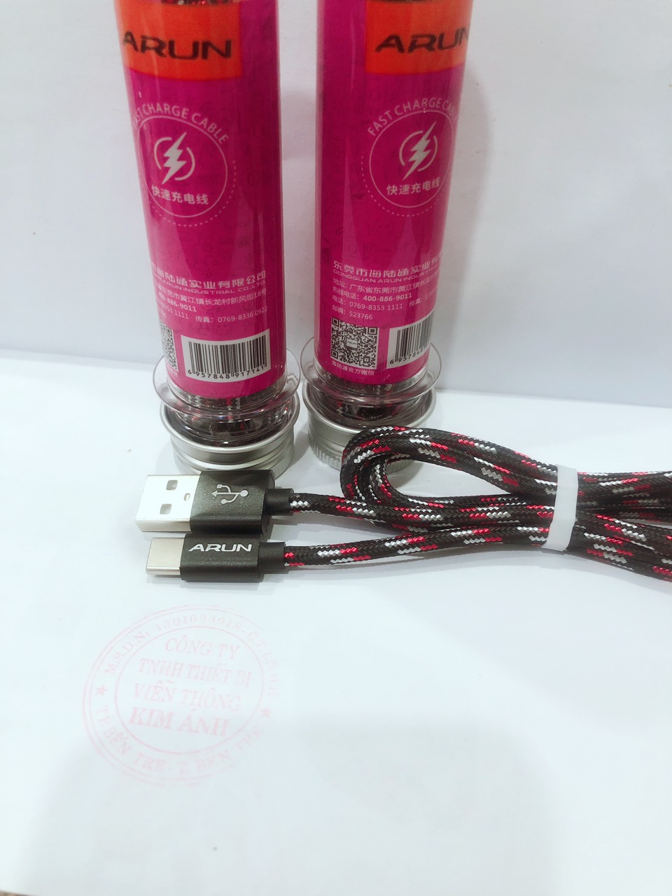 Type C- Cáp ống nghiệm Arun dòng điện 2.1A, chân cắm Type C, dây vải dù chắc chắn và chống rối, Hàng chính hãng