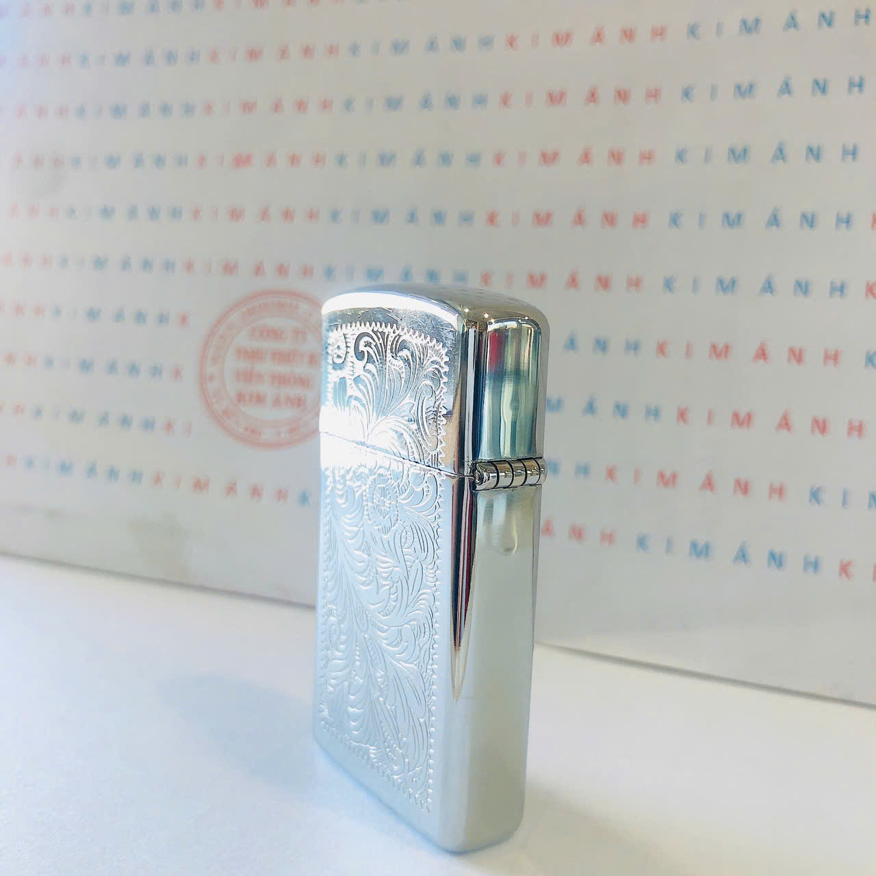Bật lửa Zippo Slim Mỹ Venetian 1981, Cam kết hàng chính hãng có giấy Hải quan gửi kèm đơn hàng