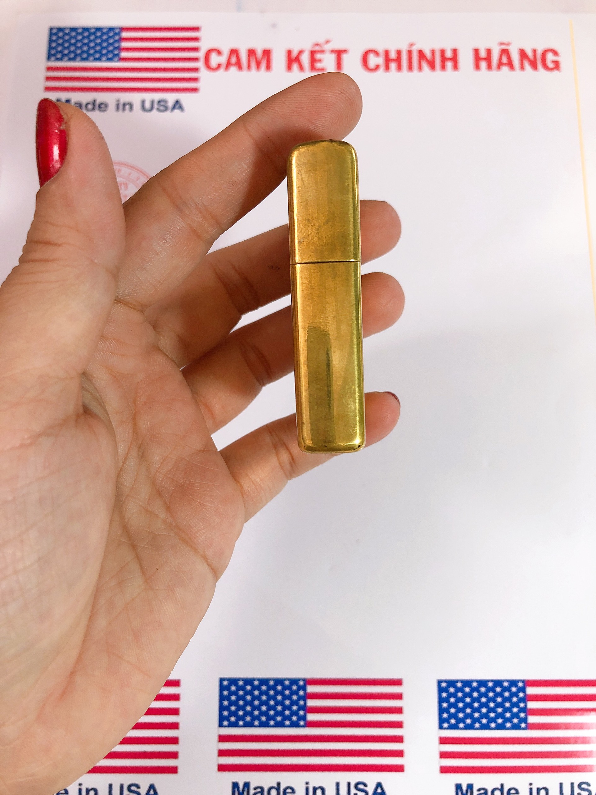 Bật lửa Zippo Mỹ Brass, chữ xéo sản xuất 1974