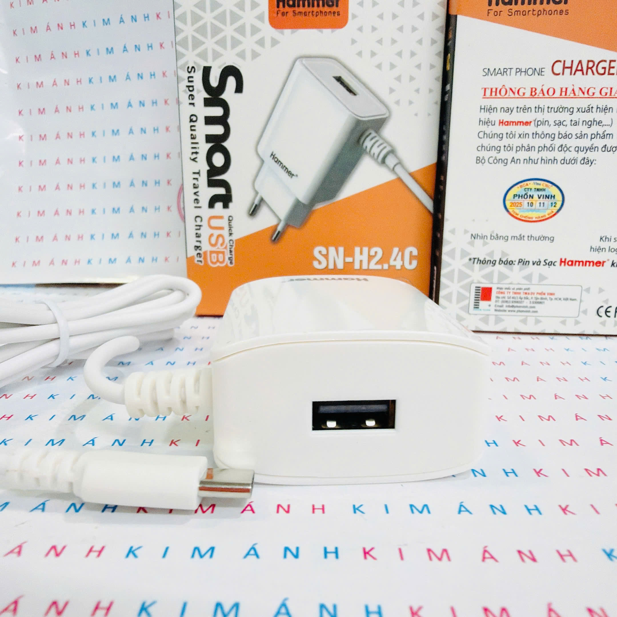 Sạc điện thoại Hammer 2.4A chân cắm Type C, có thêm cổng USB dự phòng, Kim Ánh bảo hành chính hãng, bao đổi trả