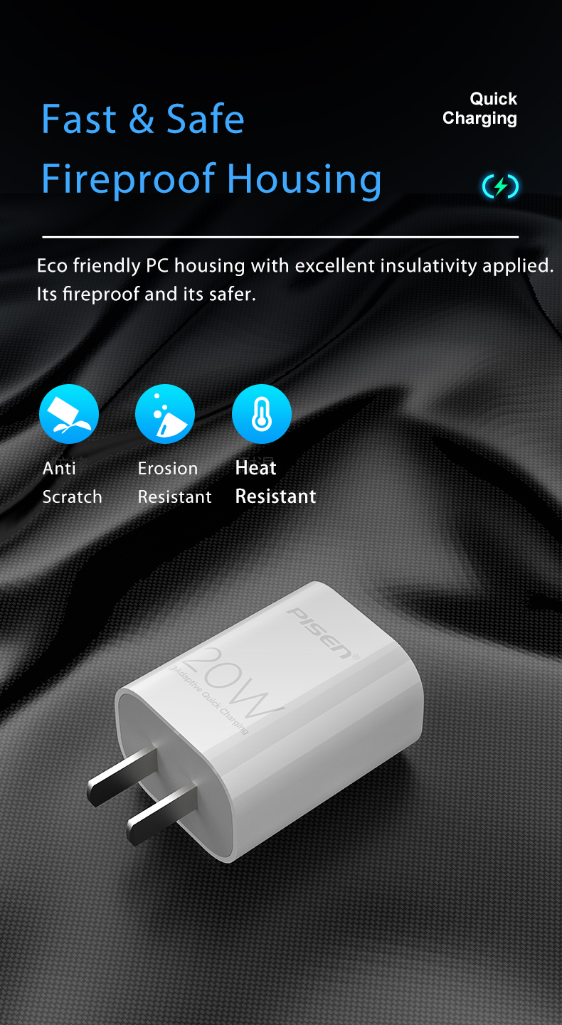 Cóc sạc nhanh PISEN Quick PD 20W - (TS-C135)- Màu trắng, Hàng chính hãng