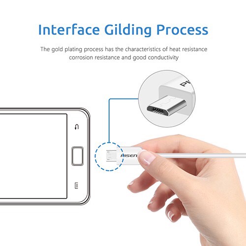 Cáp Pisen Micro USB 2A 800mm  (MU01-800)- Hàng chính hãng