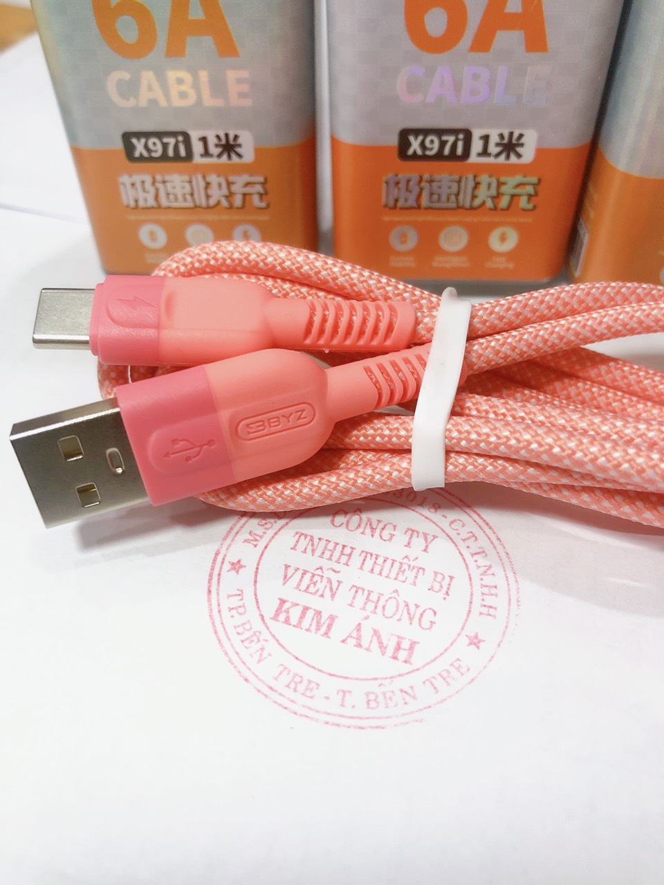 Dây sạc nhanh  BYZ X97T dòng điện 6A, chân cắmType C, dây dù chắc chắn, Hàng chính hãng