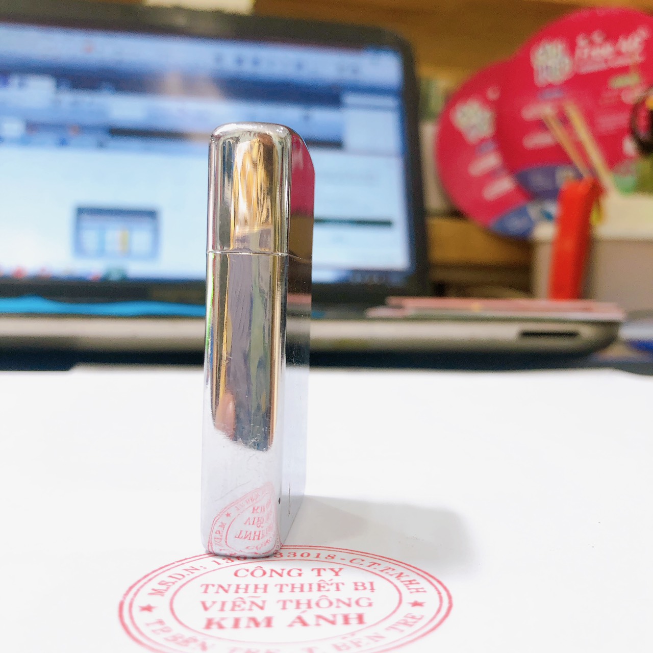 Bật lửa, hộp quẹt Zippo Slim Mỹ khắc laser đổ sơn chủ đề Tàu Chiến mộc đáy xéo hiếm gặp, sản xuất 1967