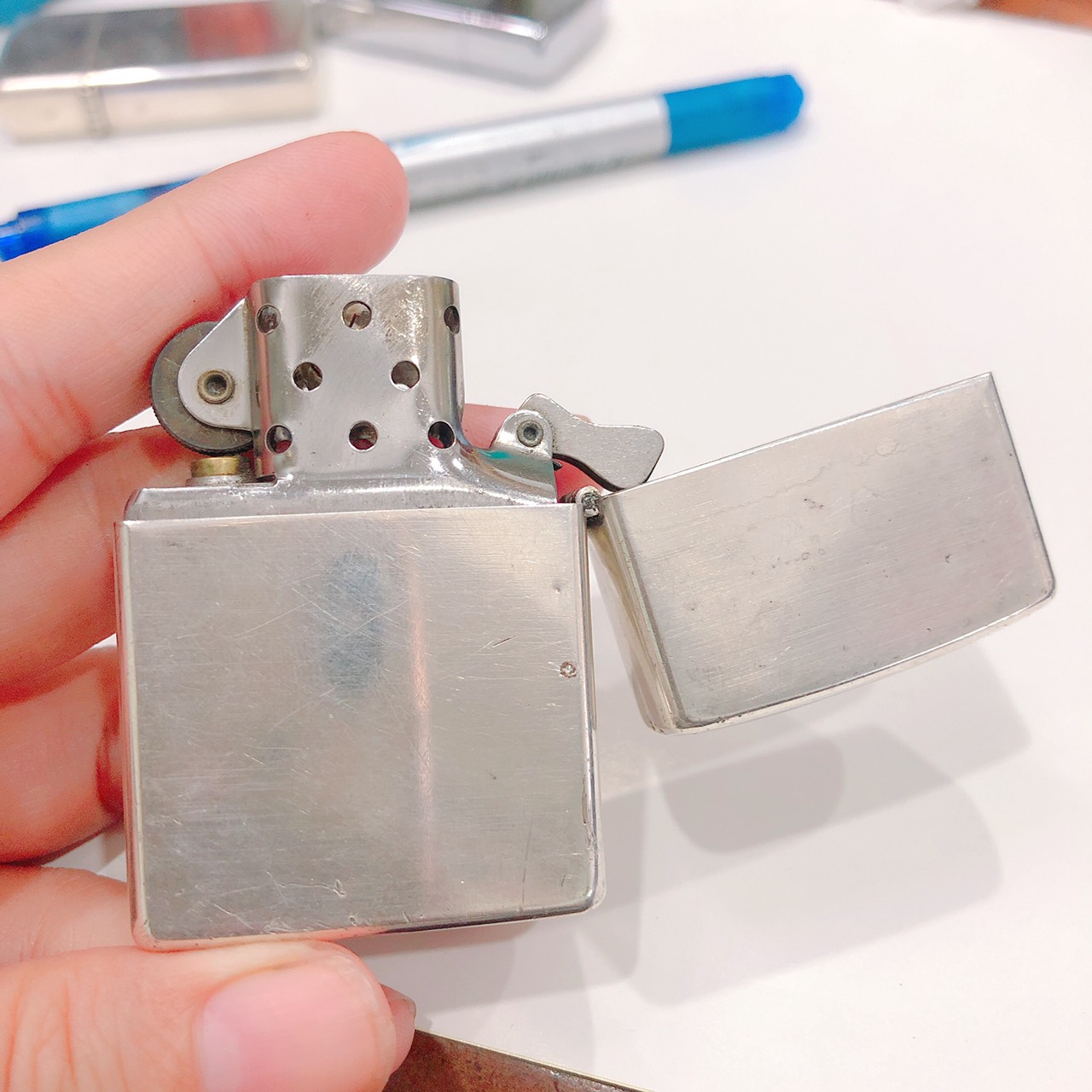 Bật lửa Zippo Mỹ Lacke Bạc, khắc ăn mòn For Lignt Of Your Life Wind Proof, sản xuất 1996