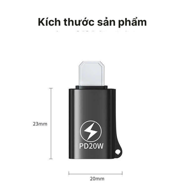 Đầu chuyển OTG ( Z42) truyền dữ liệu nhanh PD20W từ IOS (L) sang USB 3.0, giúp tải dữ liệu nhanh không chờ đợi