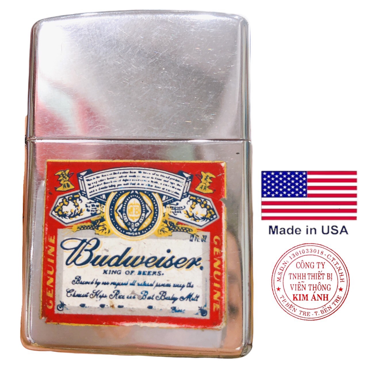 Bật lửa Zippo Mỹ in sơn chủ đề Budweiser, Hàng chính hãng