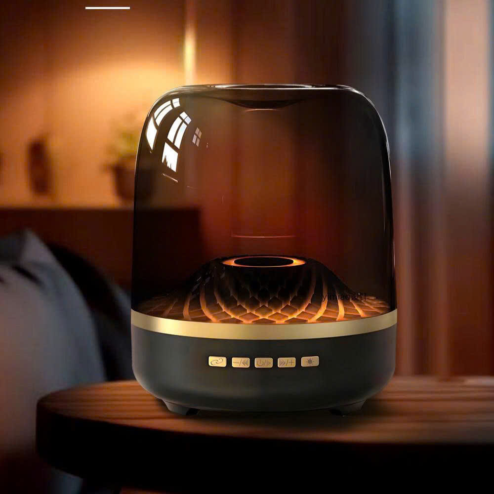 Loa Bluetooth GLAZE-4 siêu trầm để bàn thế hệ thứ 5, loa kính có đèn led chuyển 7 màu đẹp