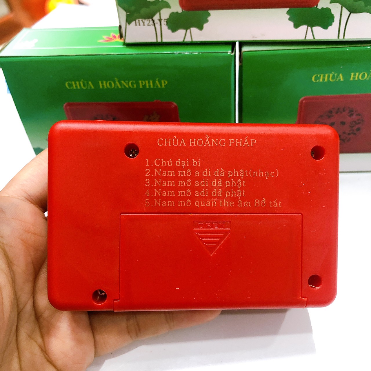 Máy niệm phật kèm sạc, có sẵn 5 bài kinh, bảo hành 3 tháng