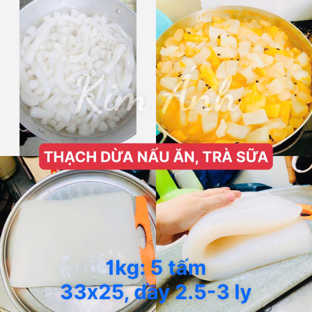 Thạch dừa thô nguyên tấm Size tiêu chuẩn 33x25, dầy 2.5-3 cm dùng nấu chè, trà sữa, nấu thạch dừa cho bé ăn