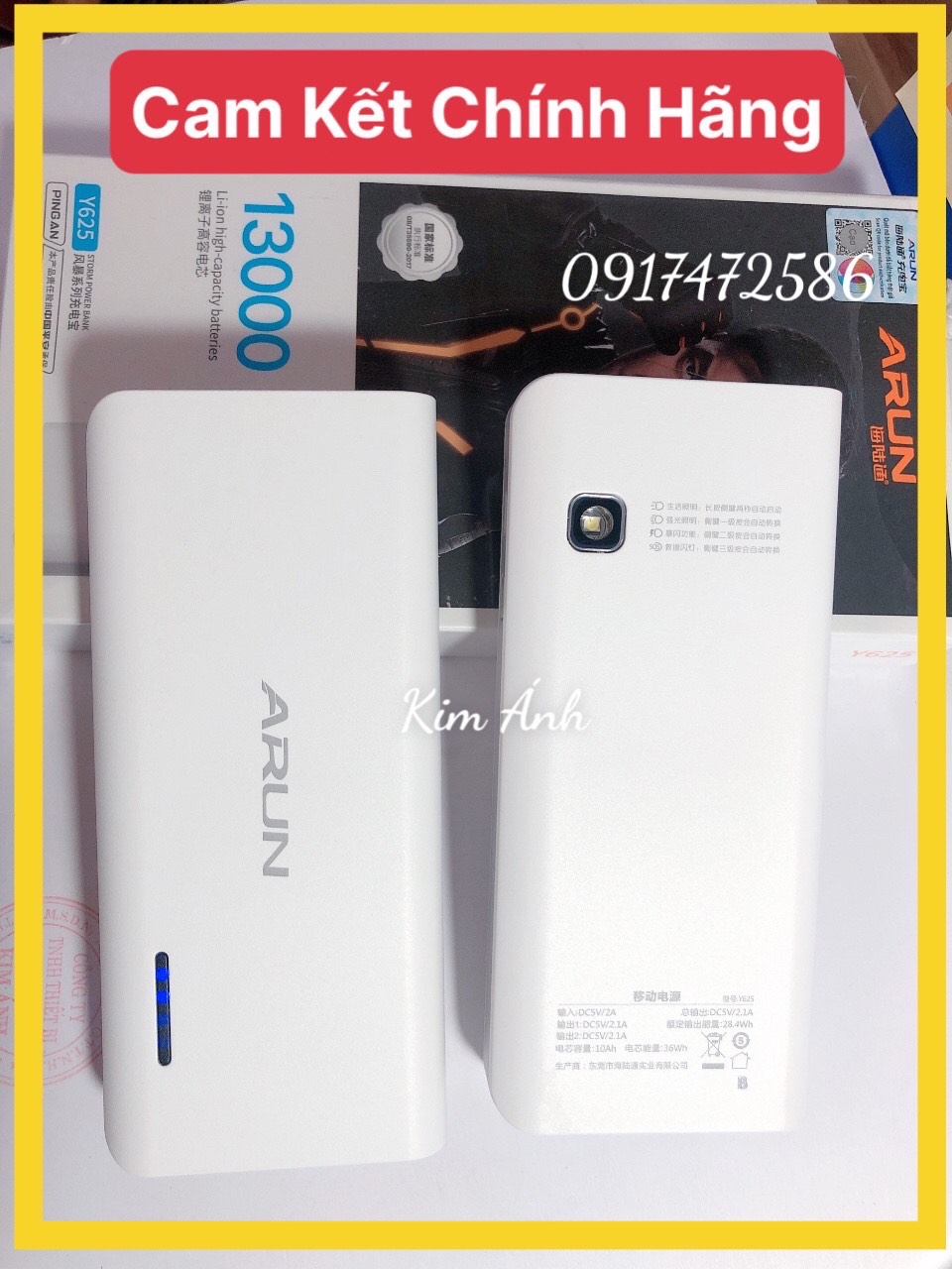 Pin Sạc Dự Phòng Arun Y625 dung lượng 13000 mah, Hàng chính hãng