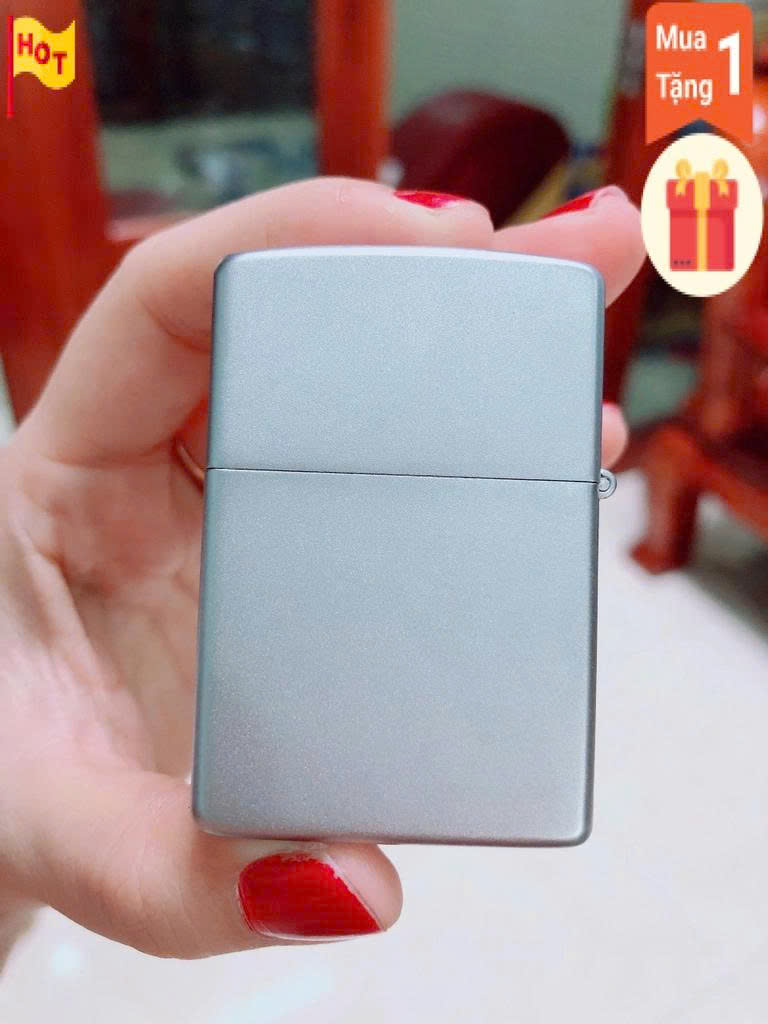 Bật lửa, hộp quẹt ZIPPO Chu Niên Satin trơn chống trầy, Kim Ánh nhập hàng cao cấp vỏ bằng đồng có dán tem đỏ