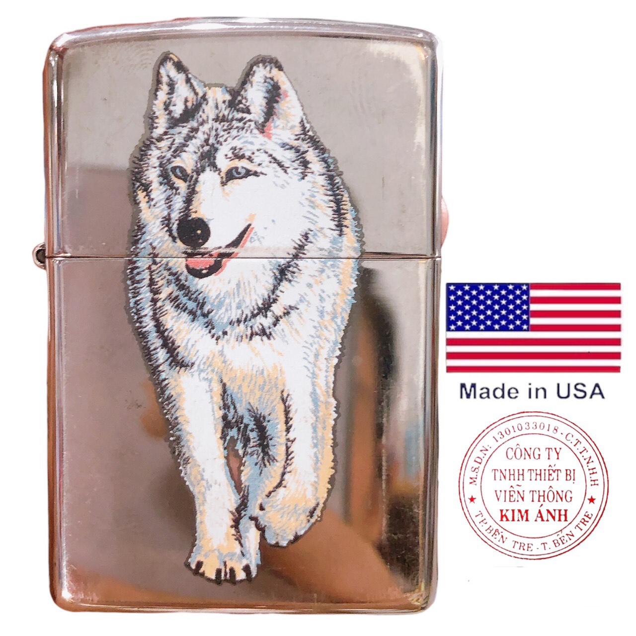 Bật lửa, hộp quẹt Zippo Mỹ in sơn chủ đề Chó Sói, Hàng chính hãng