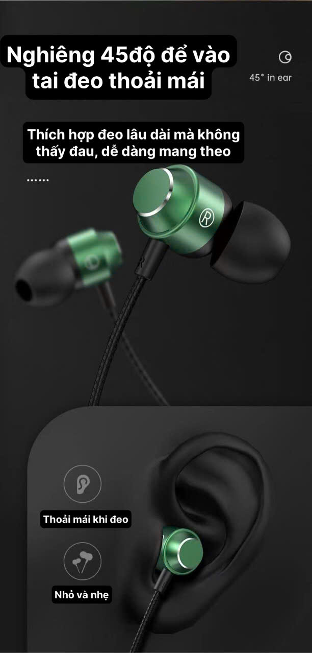 Tai nghe Heavy Bass Metal K66 chân cắm Type C hình chữ L , có Micro và phím chỉnh âm lượng