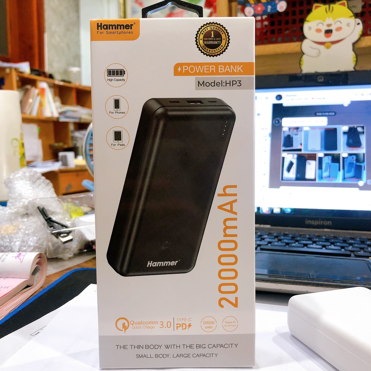 Pin sạc dự phòng Hammer  ( HP3 ) 20.000 mAh, sạc nhanh QC 3.0, PD 20w, Hàng chính hãng