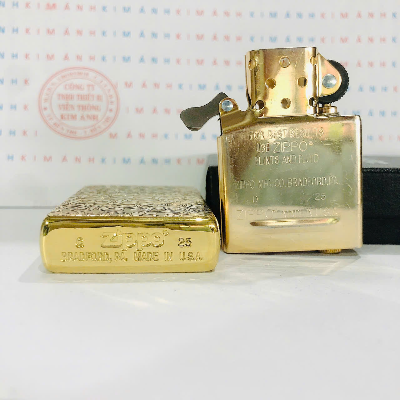 Bật lửa Zippo Mỹ chủ đề Hoa Phú Quý, Cam kết hàng chính hãng có giấy Hải quan gửi kèm đơn hàng