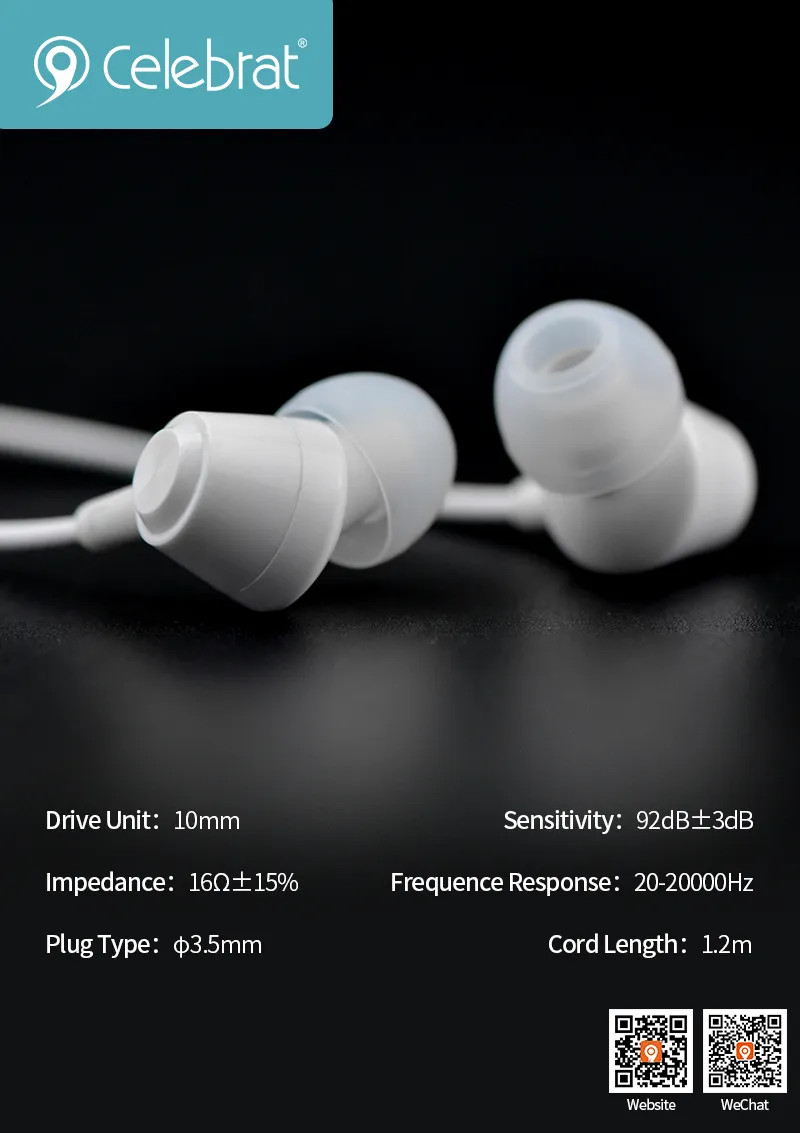 Tai nghe Earphone Celebrat G4 chân cắm tròn 3.5mm, hàng chính hãng