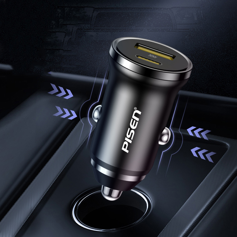Sạc xe hơi PISEN Quick Mini Dual Port QP 30W Car (A18W+C30W), Quét mã QR bảo hành 18 tháng