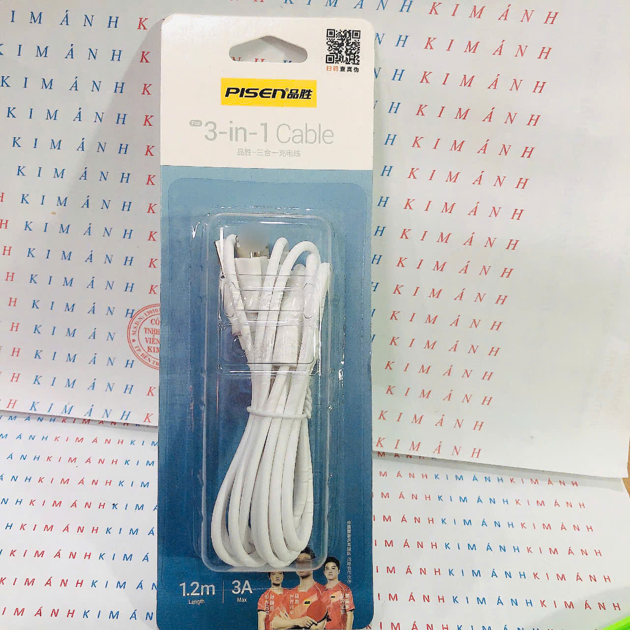 Cáp sạc nhanh PISEN ( AP07-1000 ) 3in1 (L/ Type-C/ Micro) dòng điện 3A dài 1,2m, hàng chính hãng nội địa