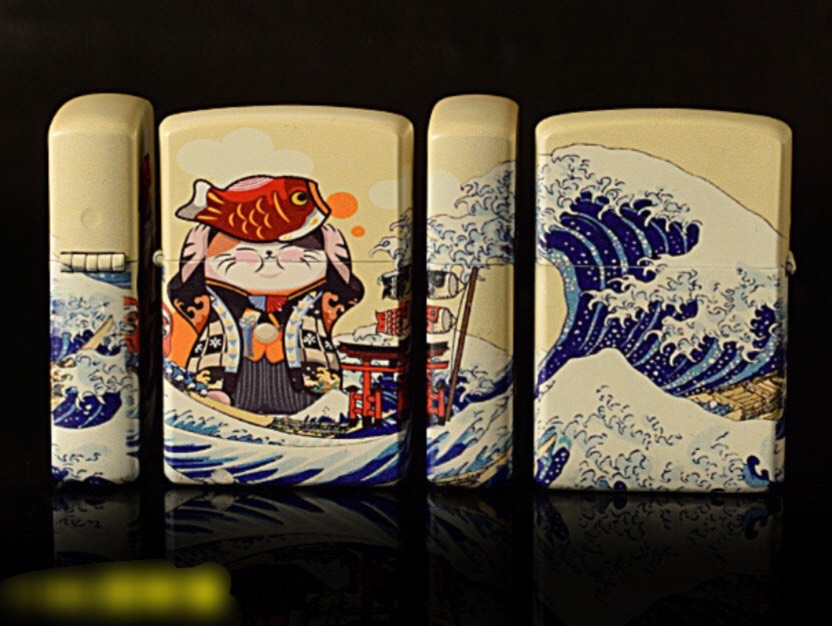 Hộp quẹt, bật lửa Chief đồng nguyên chất chủ đề Mèo May Mắn, hàng loại 1 cao cấp vỏ bằng đồng