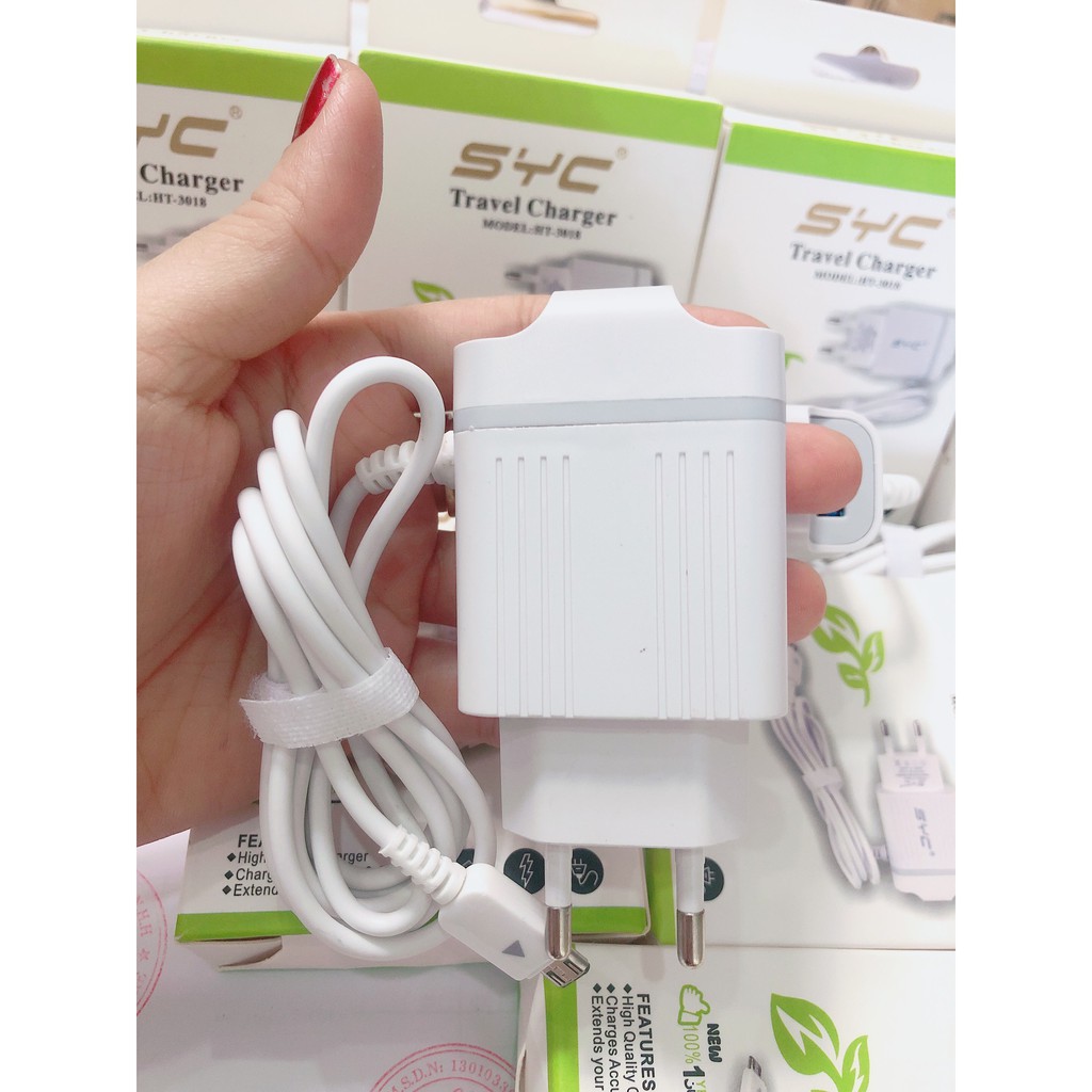 SẠC ĐIỆN THOẠIY SYC ( HT-3018) 3.2A  LIỀN DÂY CHÂN MICRO, Có Thêm 3 Cổng USB , SẠC 1 LÚC 4 THIẾT BỊ