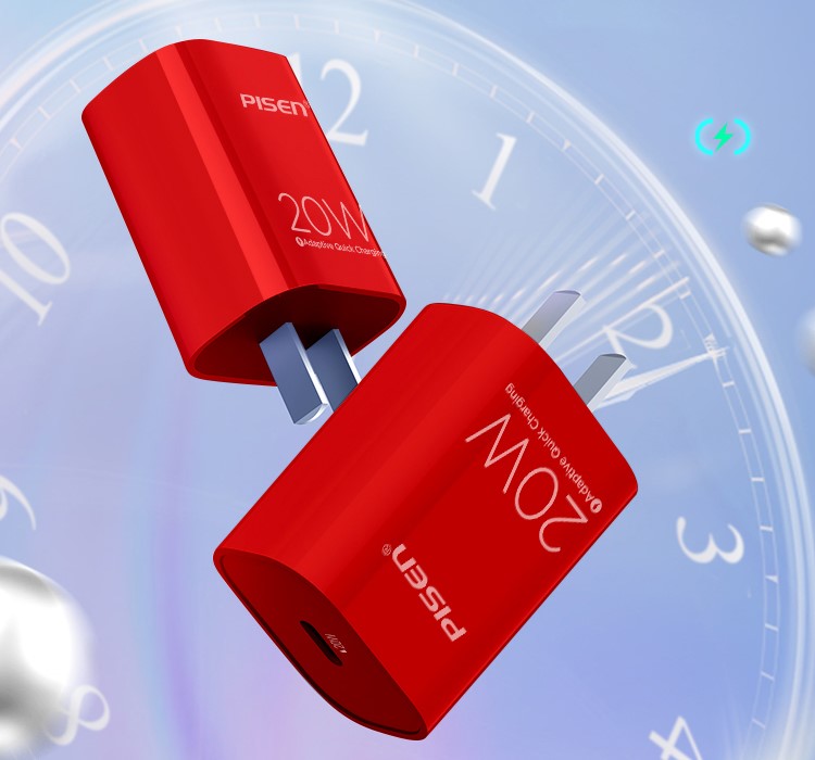 Cóc sạc nhanh PISEN Quick PD 20W - (TS-C135)- Màu đỏ, Hàng chính hãng