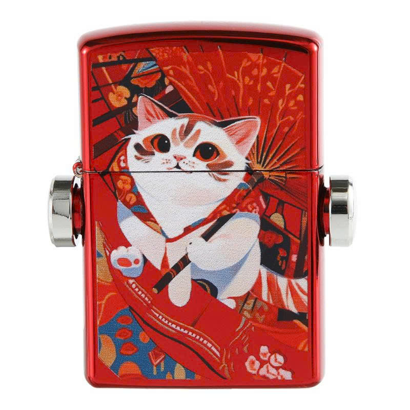 Bật lửa CHIEF chủ đề Mèo may mắn xoay 360 độ, Kim Ánh cam kết hàng chính hãng vỏ bằng đồng càng dùng càng sáng bóng
