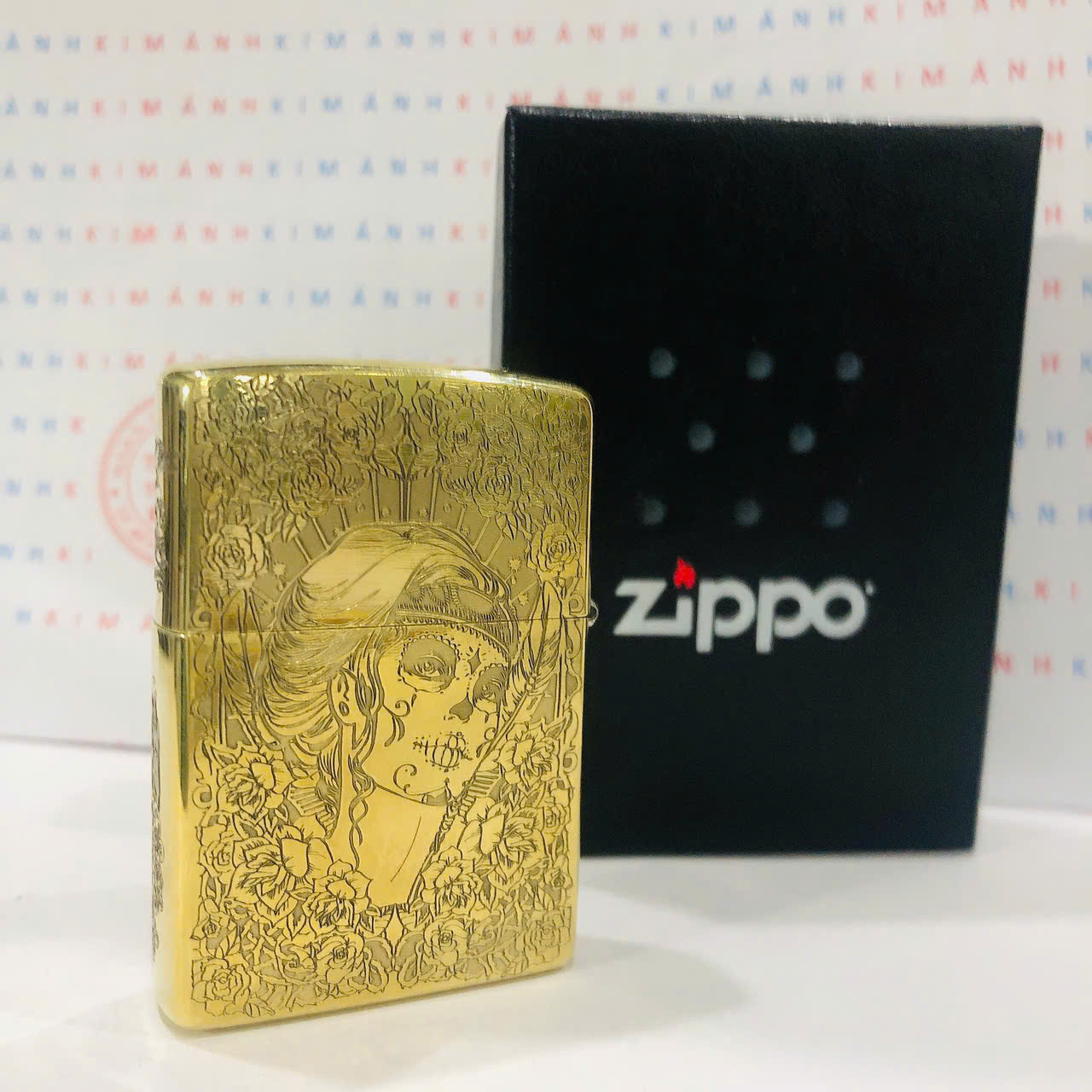 Bật lửa Zippo Mỹ chủ đề Đầu Lâu Tiên Nữ, hàng chính hãng có giấy nhập khẩu gửi kèm theo đơn hàng
