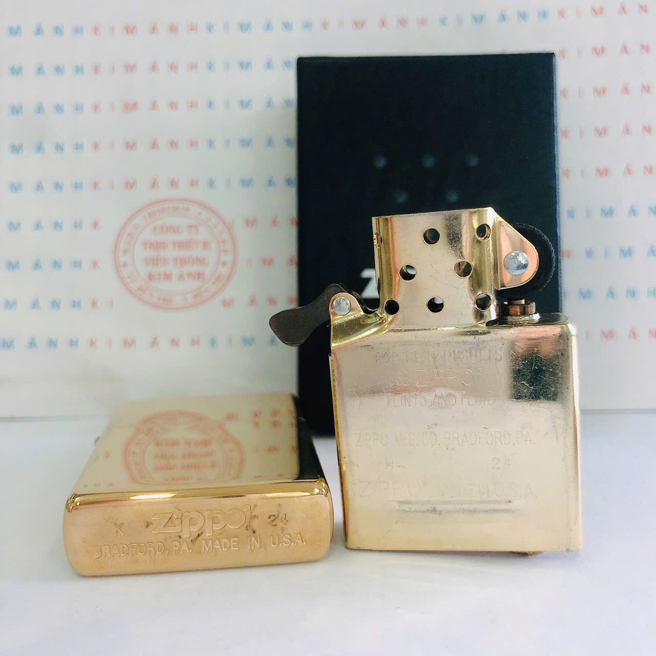 Bật lửa Zippo Mỹ High Polish Brass - Vỏ thay thế chính hãng, có giấy nhập khẩu kèm theo