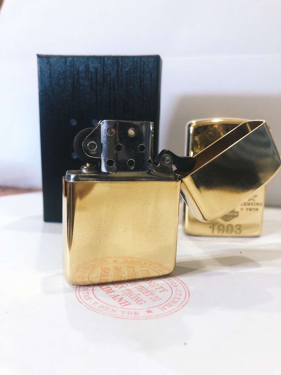 Bật lửa Zippo Armor vỏ dầy, khắc chìm HARLEY- LOGO MOTOR Chim Đại Bàng và 3 Sao, Hàng loại 1 vỏ bằng đồng có tem đỏ