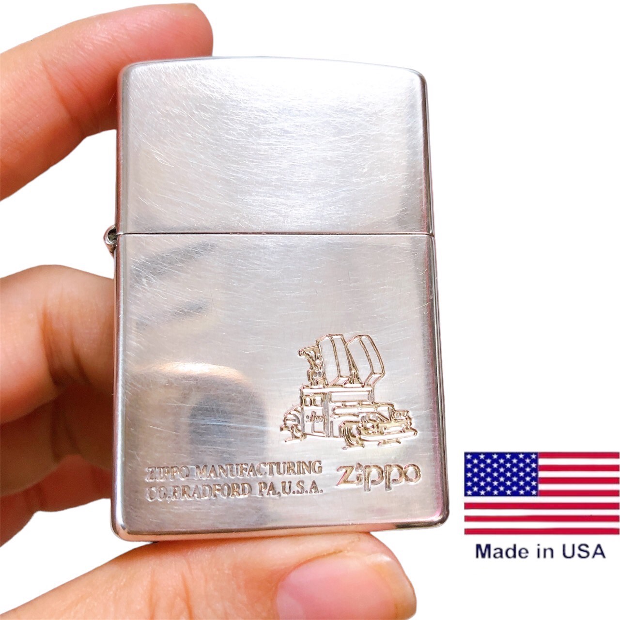 Bật lửa Zippo Mỹ Lacke bạc khắc ăn mòn Xe Zippo, sản xuất 1999, hàng chính hãng
