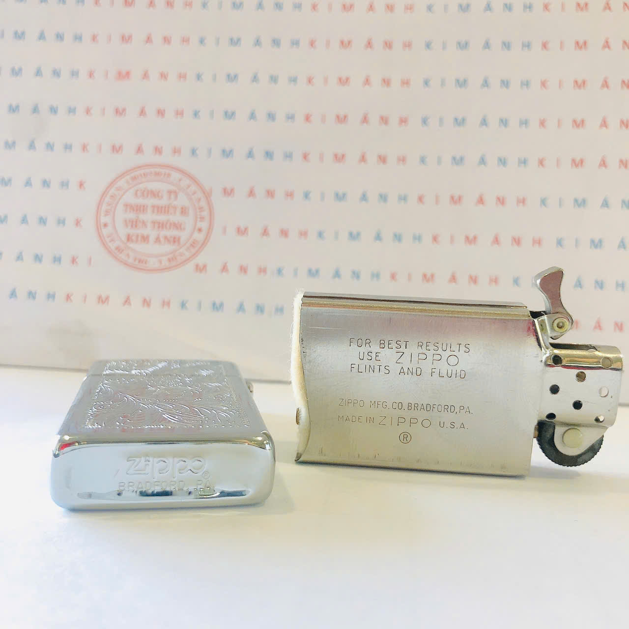 Bật lửa Zippo Slim Mỹ Venetian 1981, Cam kết hàng chính hãng có giấy Hải quan gửi kèm đơn hàng
