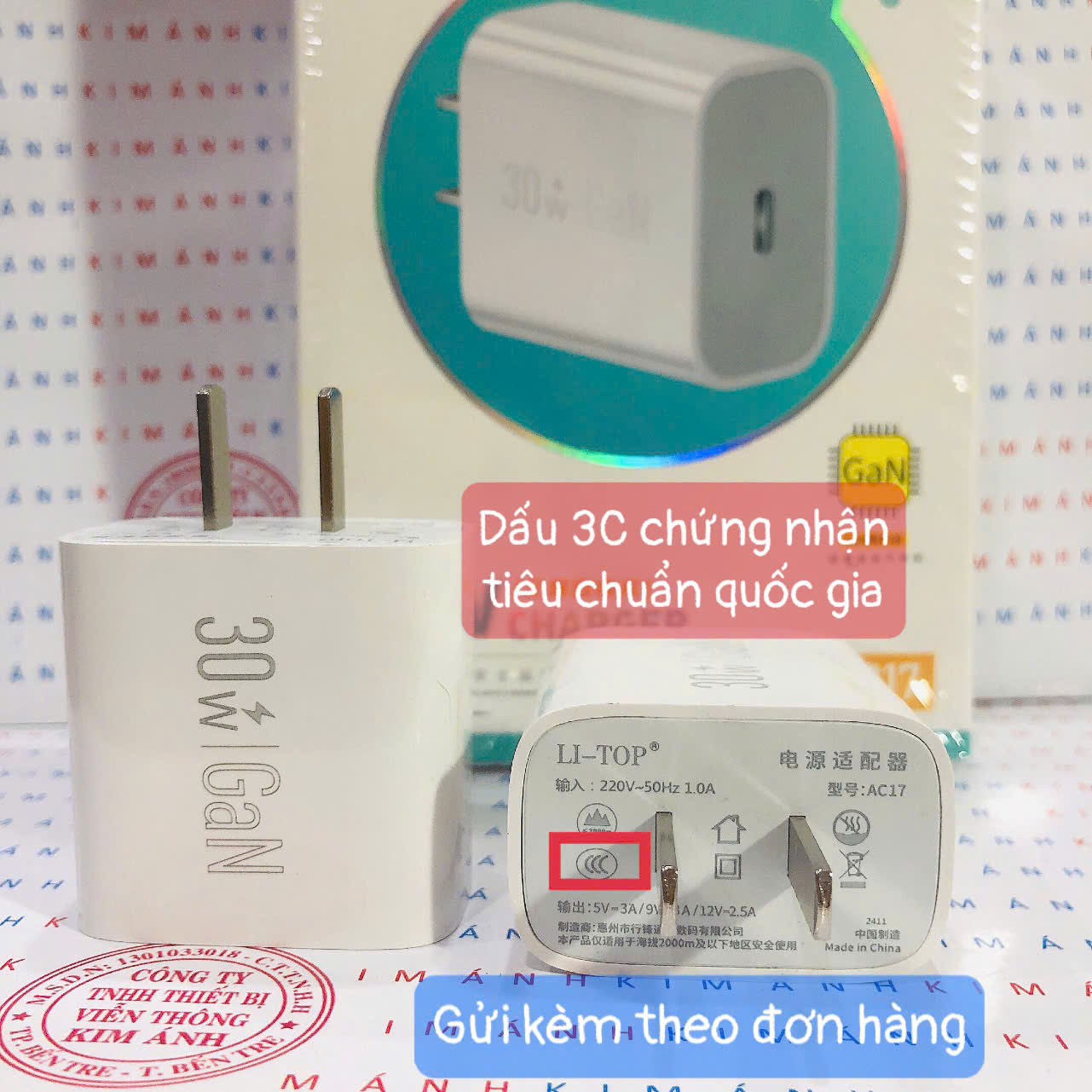 Củ sạc nhanh LI-TOP GaN AC17 công suất PD 30W có chứng nhận 3C tiêu chuẩn quốc gia, hàng chính hãng