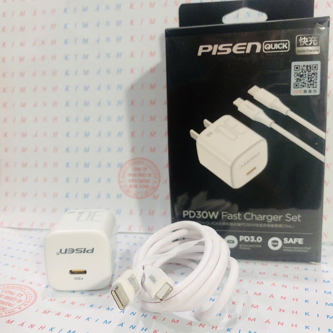 Bộ sạc Gallium Nitride 30W (TS-C175) Pisen Quick-Mr White Tiny kèm cáp Type C ra IOS, Hàng chính hãng nội địa