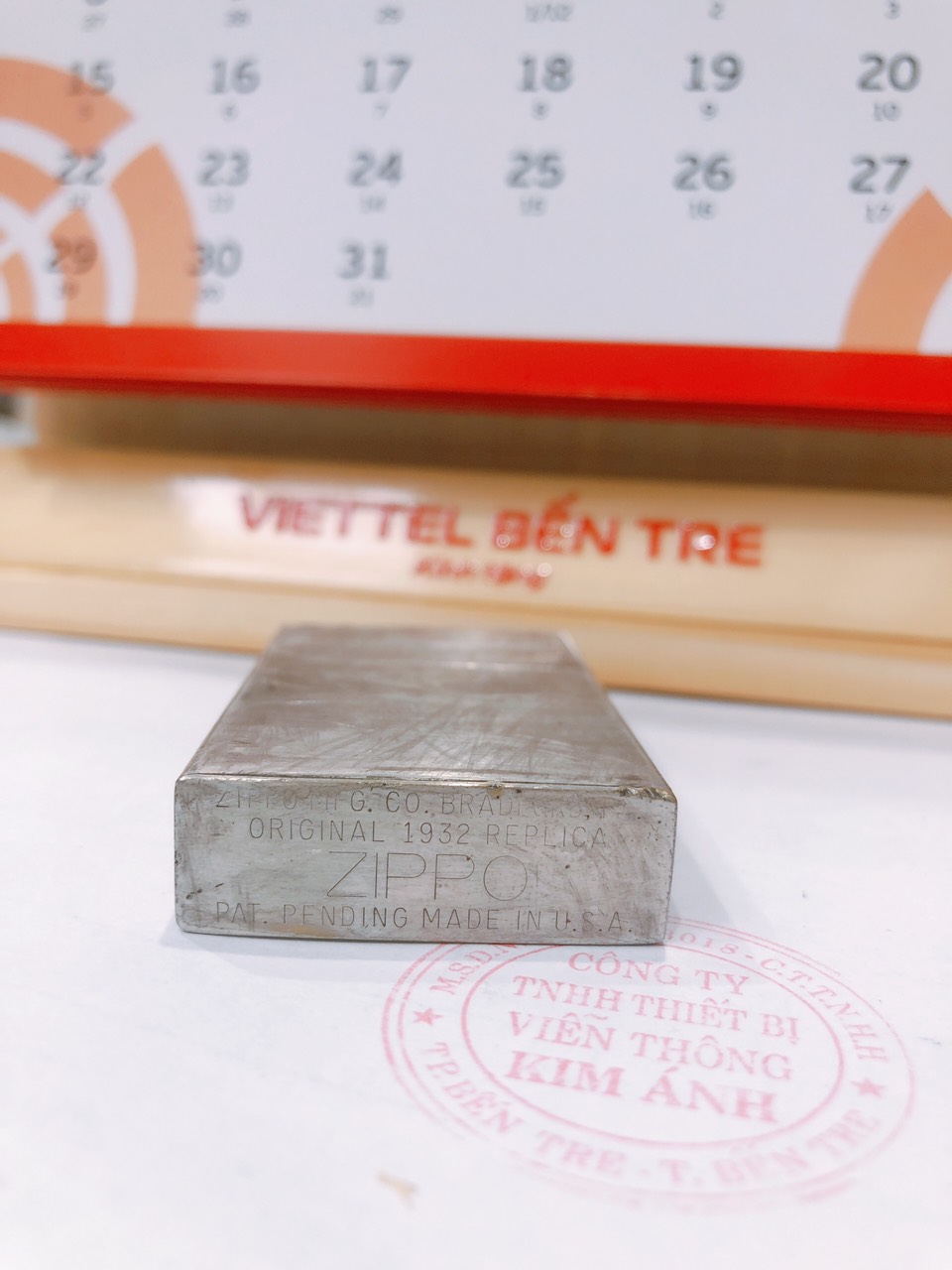 Bật lửa Zippo Mỹ Lacke Bạc Rep.lica 1932 Khắc ăn mòn Full nắp The First Original, sản xuất 1990, Hàng Mỹ