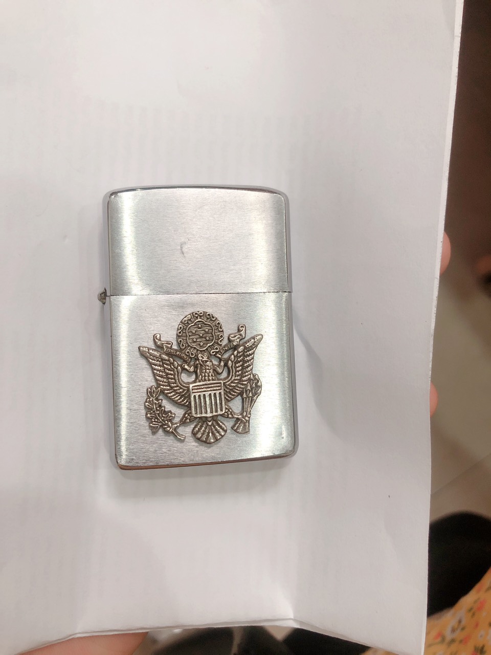 Eblem dán trang trí Zippo Mỹ chủ đề ARMY chất liệu bạc 925, Zin nhập Mỹ