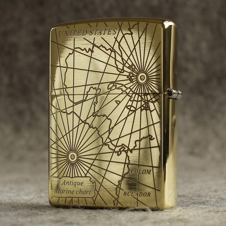 Bật lửa Zippo Mỹ chủ đề La Bàn Hàng Hải, Cam kết hàng chính hãng có giấy Hải quan gửi kèm đơn hàng