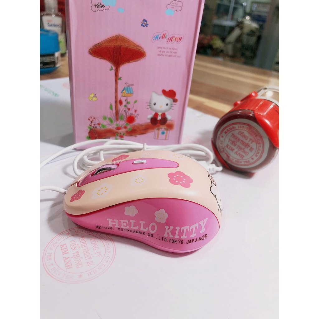 Bộ chuột có dây và miếng lót kitty có hoa, mẫu mới