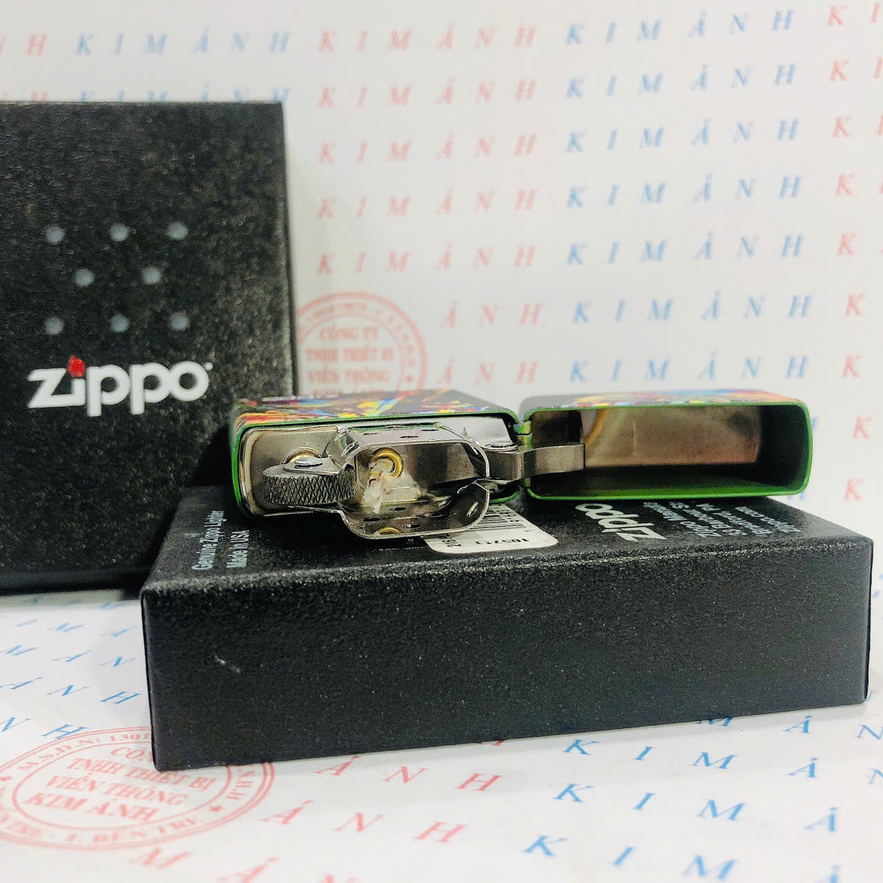 Bật lửa, hộp quẹt Zippo Mỹ, Brass phủ sơn chủ đề Thổ Dân 4, hàng chính hãng có giấy Hải Quan đi kèm