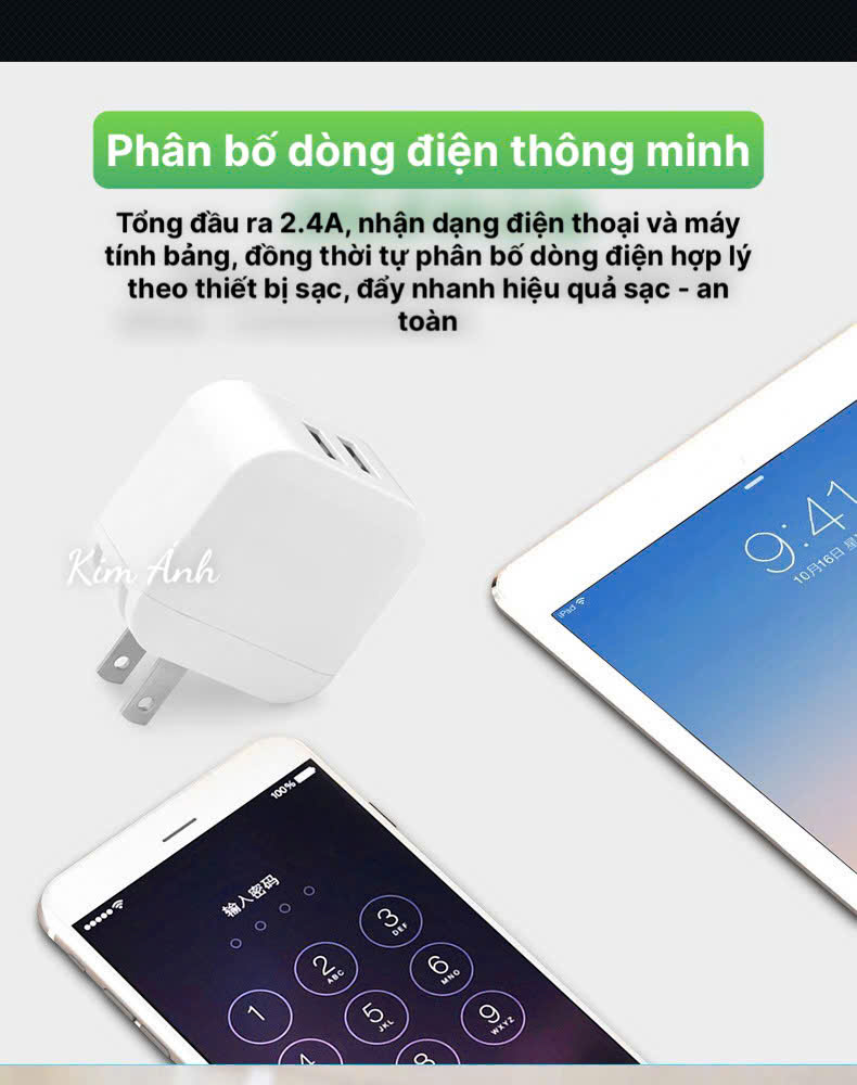 Củ sạc xuất Nhật 2.4A KFLY ( JHX-AC1908) chứng nhận PSE tiêu chuẩn Nhật Bản, dùng thử 30 ngày, bảo hành chính hãng 1 năm