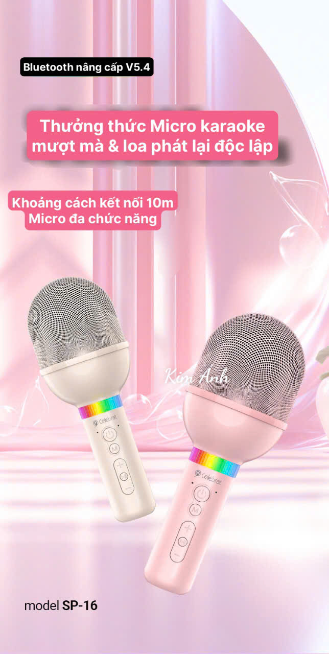 Micro Bluetooth Celebrat SP-16 hát Karaoke gia đình, âm thanh vòm Hifi, hàng chính hãng, cho dùng thử 30 ngày