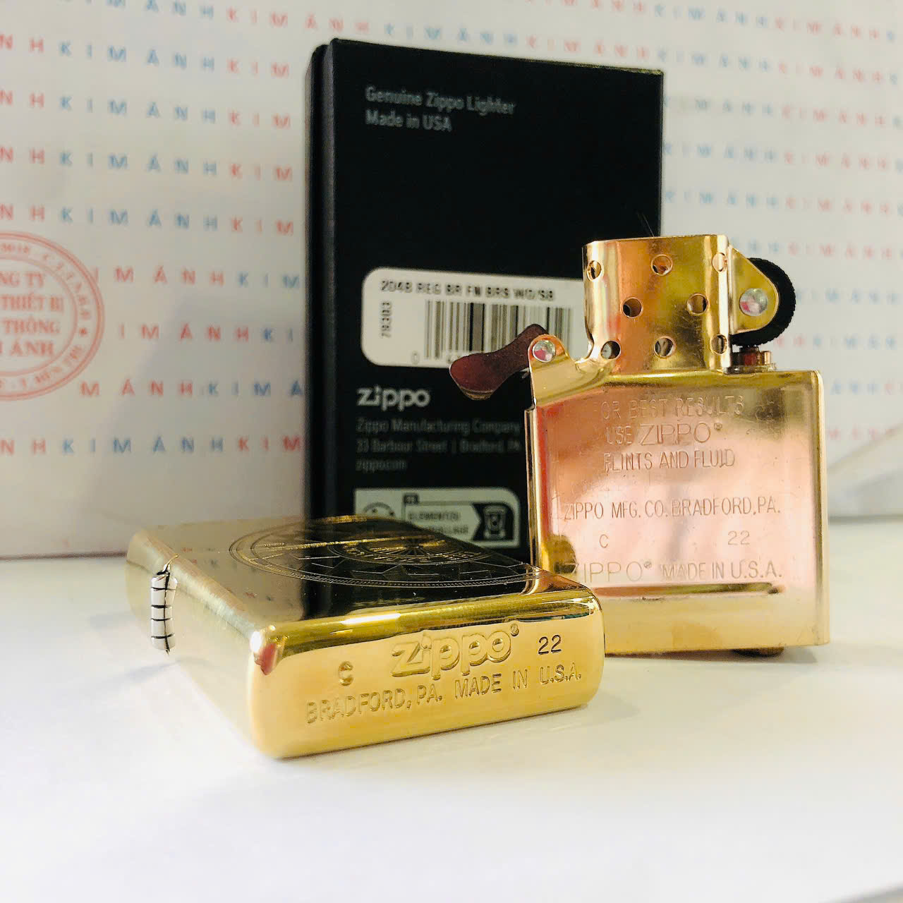 Bật lửa Zippo Mỹ chủ đề La Bàn Hàng Hải, Cam kết hàng chính hãng có giấy Hải quan gửi kèm đơn hàng