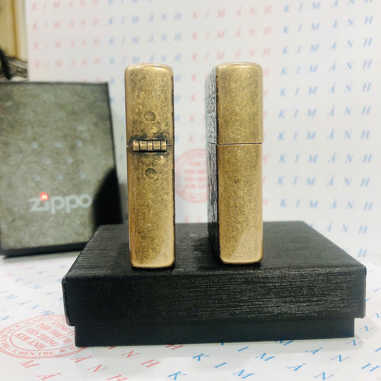 Bật lửa, hộp quẹt ZIPPO chủ đề Đầu Hổ giả cổ, Kim Ánh nhập hàng cao cấp vỏ bằng đồng có tem đỏ