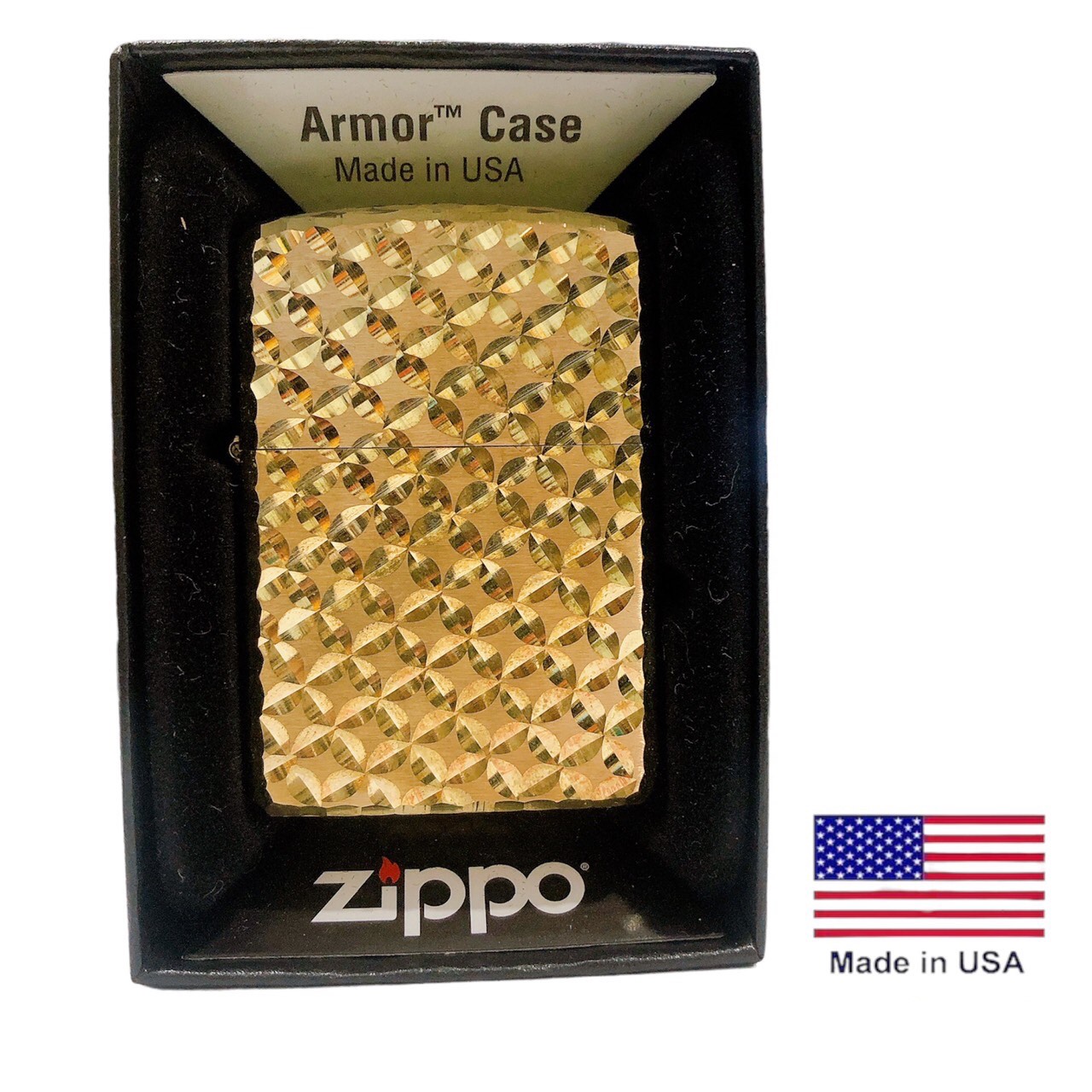 Bật lửa Zippo MỸ ARMOR BRASS đồng, khắc chạm bằng mũi kim cương, Hàng chính hãng