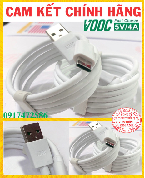 Dây sạc nhanh Oppo VOOC 4A Chuôi Type C, hàng chính hãng bảo hành 6 tháng