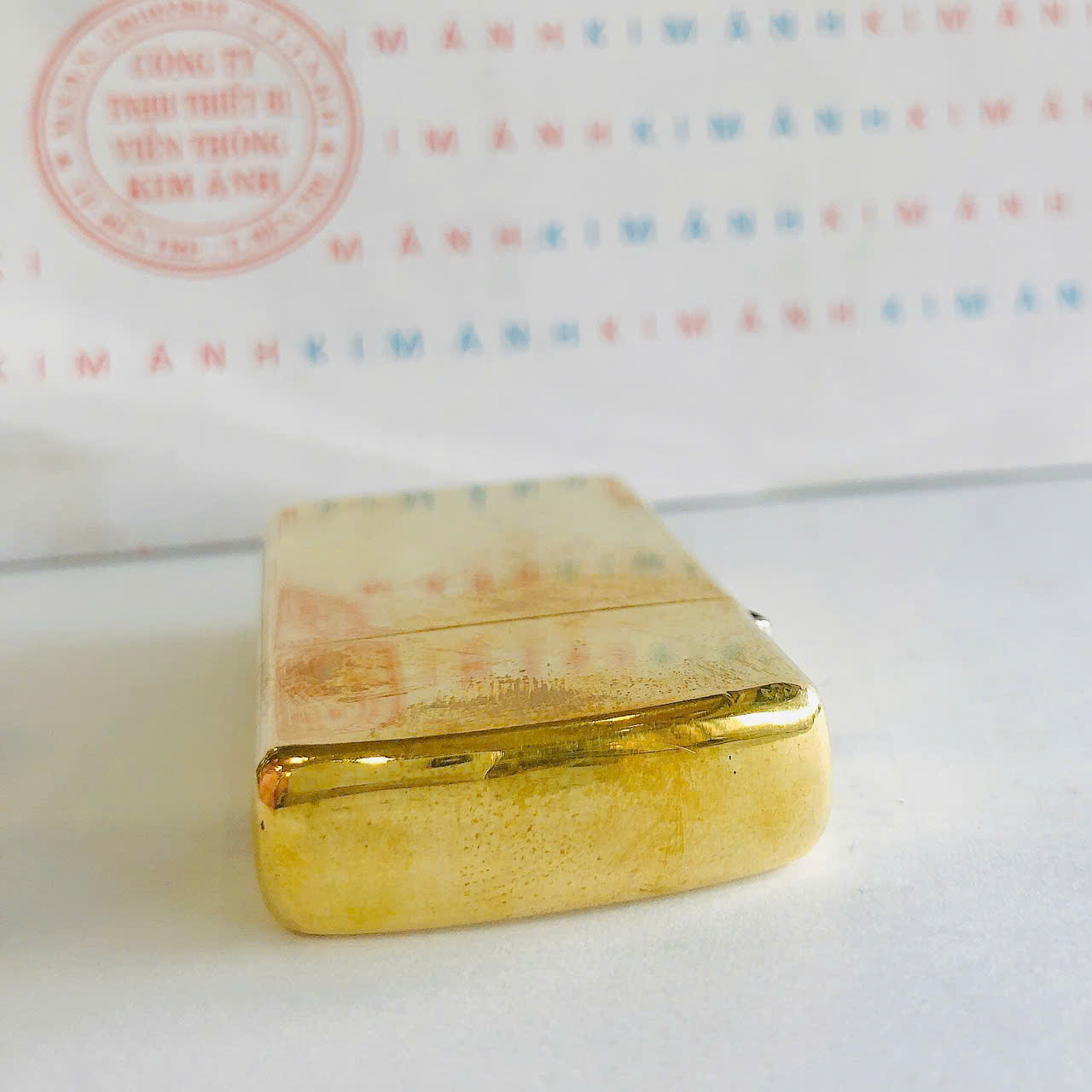 Bật lửa Zippo Slim Mỹ Brass trơn sản xuất 1989, Cam kết hàng chính hãng có giấy Hải quan gửi kèm theo đơn hàng