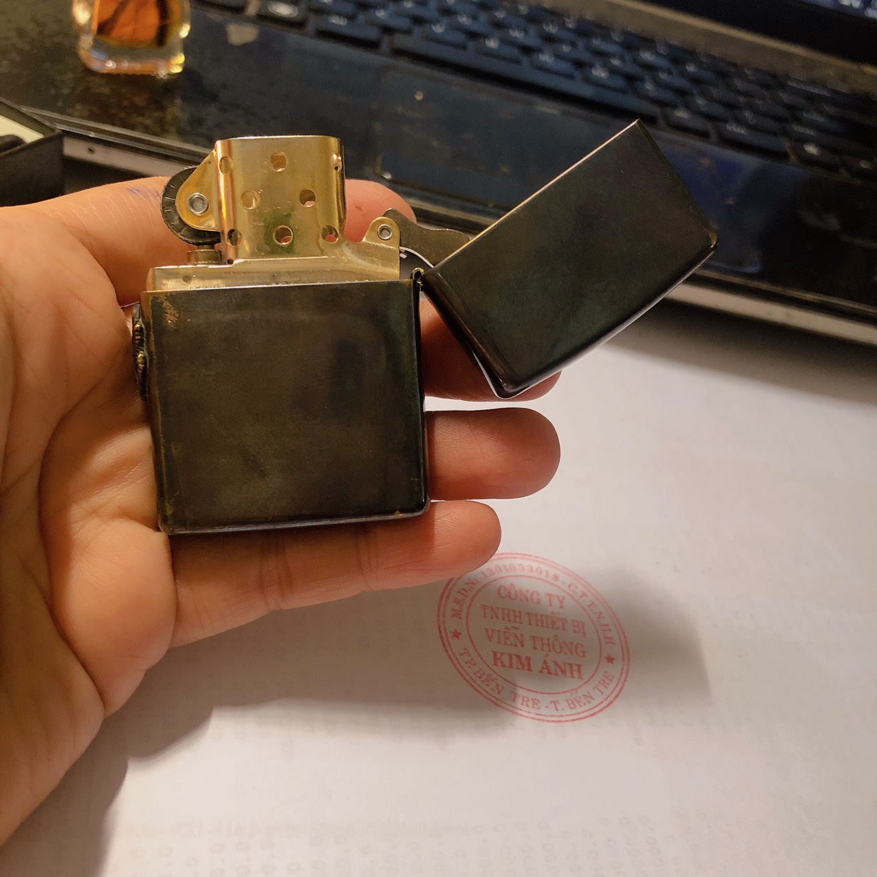 Bật lửa Zippo MỸ Brass, khắc ăn mòn các logo Quân Sự Mỹ, Hàng chính hãng