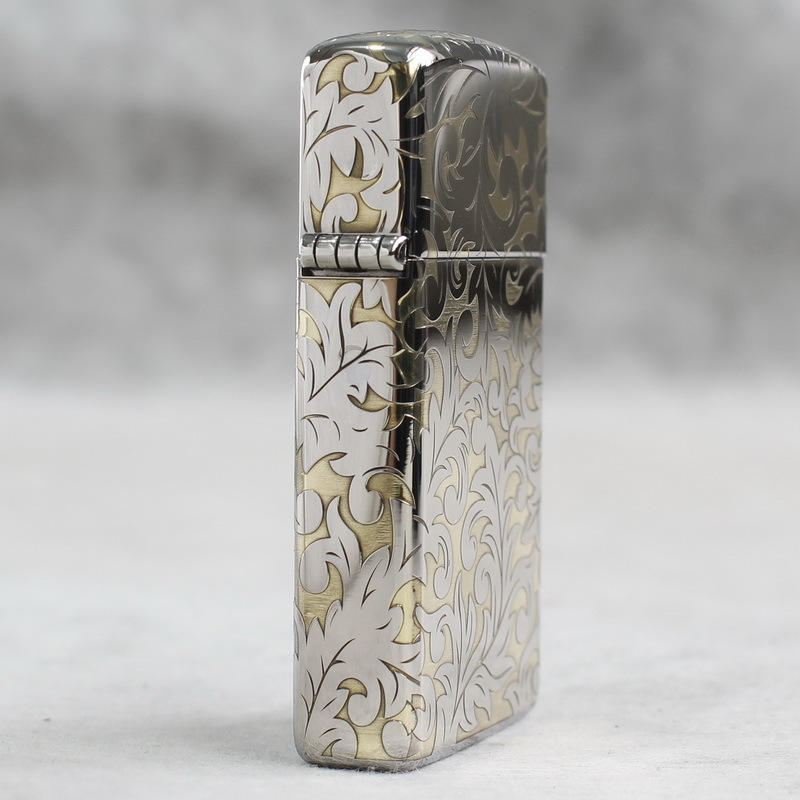 Bật lửa Zippo Slim Mỹ chủ đề Hoa văn Ý Chrom 6010, hàng chính hãng có giấy nhập khẩu gửi kèm theo đơn hàng