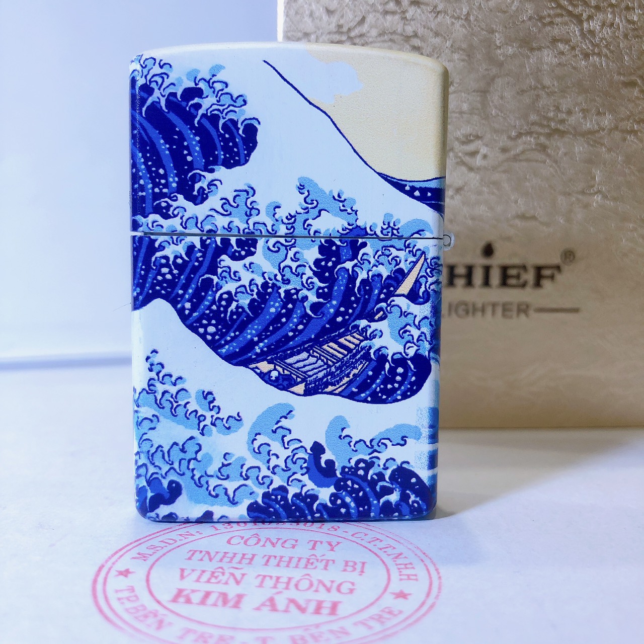 Hộp quẹt, bật lửa Chief đồng nguyên chất chủ đề Mèo May Mắn, hàng loại 1 cao cấp vỏ bằng đồng